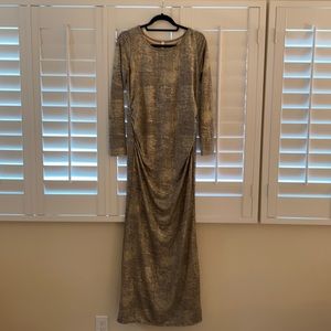 Gold maternity gown.
